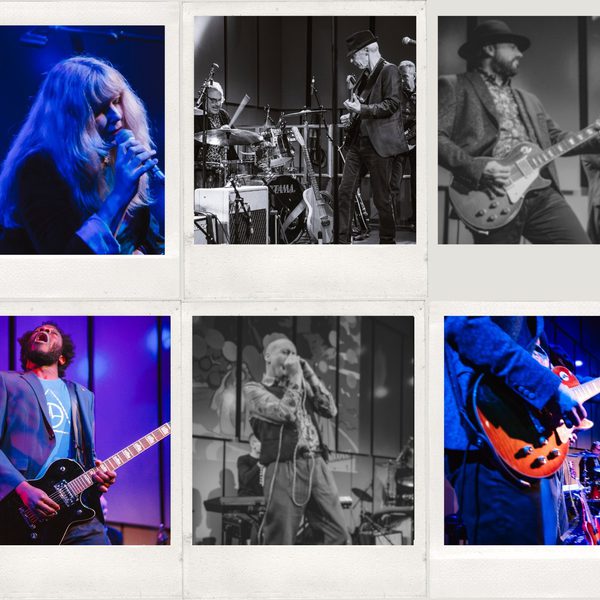 Collage of 6 members of the Kings of Chicago Blues performing on the Music Room stage